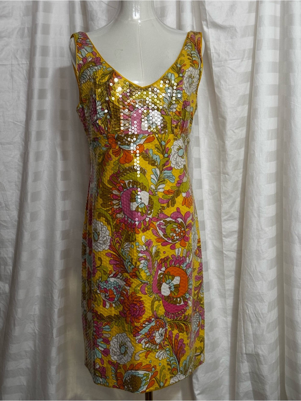 Kate Spade Dress Naomi Shimmering Sequin Paisley Vintage Style 8 EXC